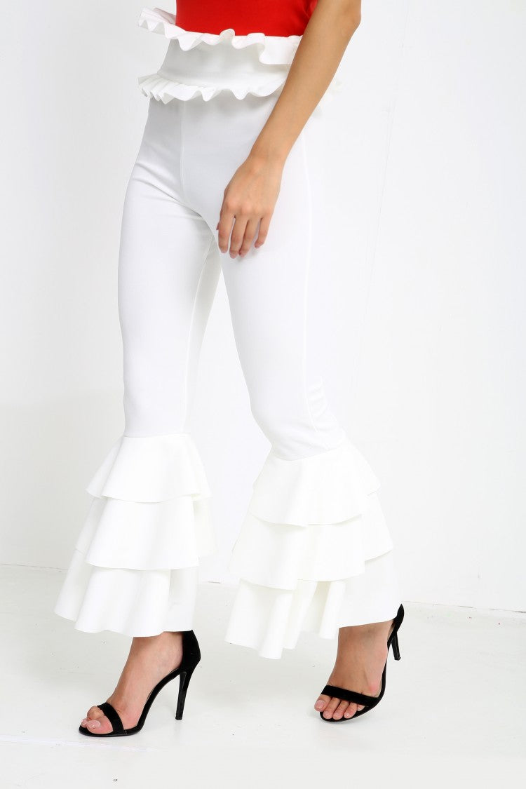 Multi Layered Ruched Frill Trousers