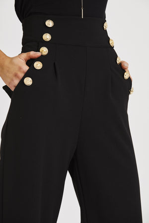 Military Style High Waist Trousers