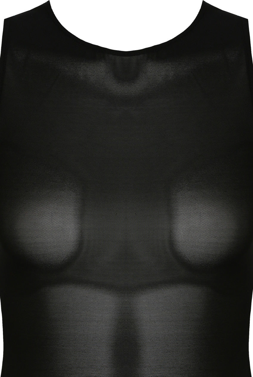 Black Netted Sleeveless Bodysuit