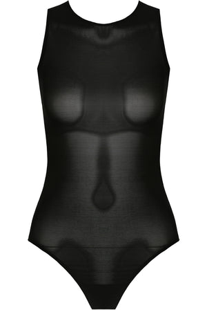Black Netted Sleeveless Bodysuit