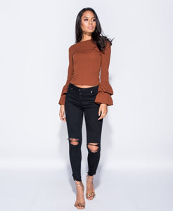 Bell Sleeve Round Neck Top