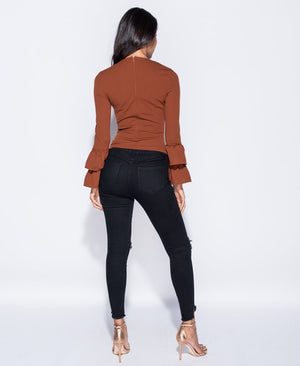 Bell Sleeve Round Neck Top