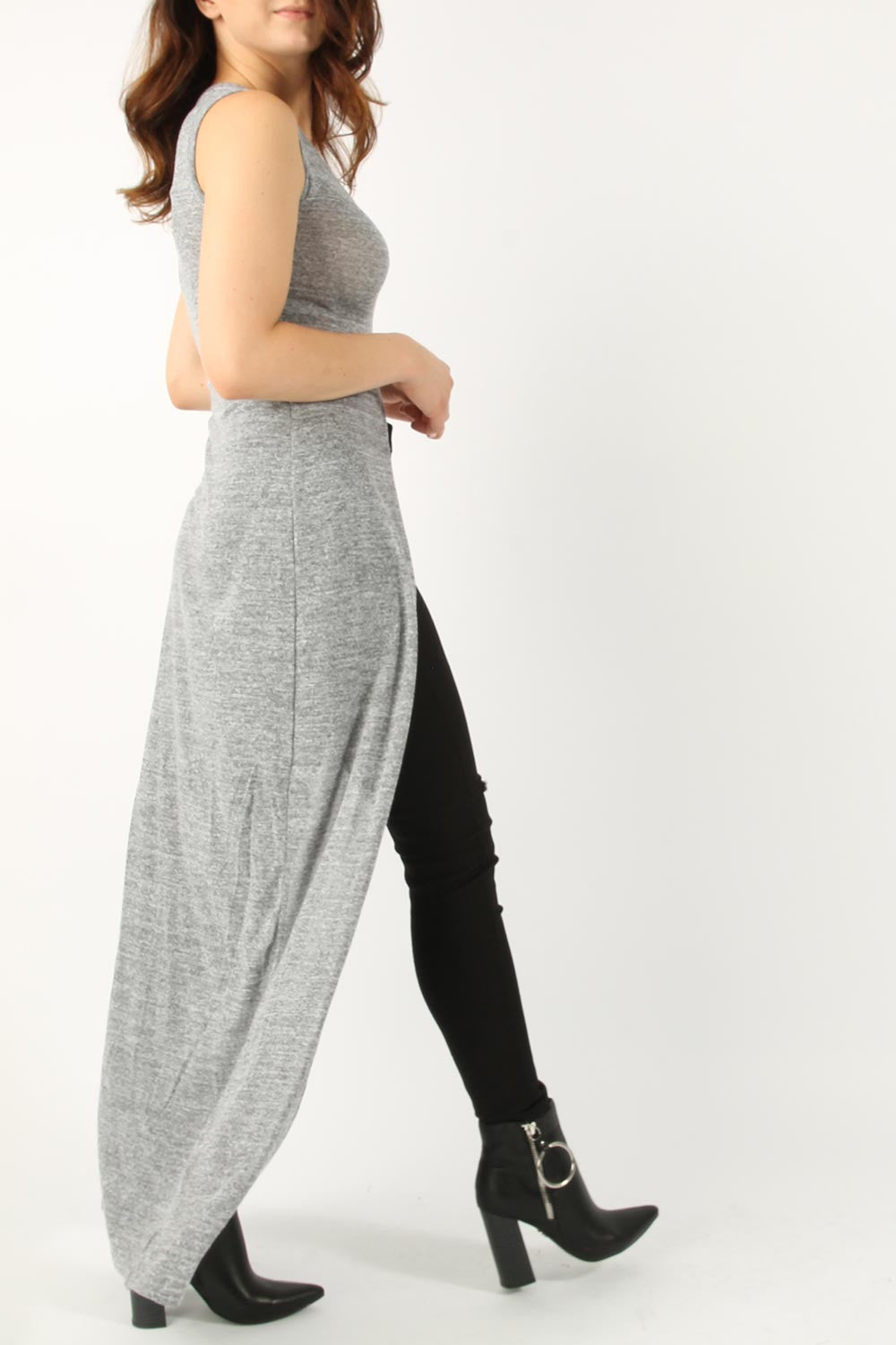 KNITTED FRONT SLIT MAXI TUNIC